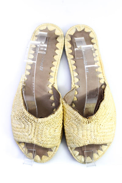 Jeffrey Campbell Womens Woven Textured Strapped Slip-On Sandals Yellow Size 8.5
