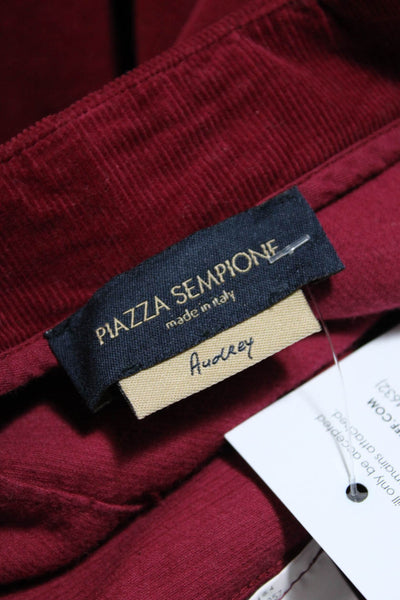 Piazza Sempione Womens Cotton Corduroy Side Zip Audrey Trousers Ruby Red Size 40