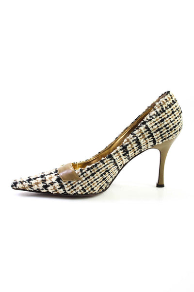Dolce & Gabbana Womens Tweed Houndstooth Print Spool Pumps Multicolor Size 8US