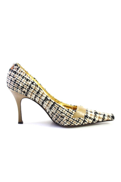 Dolce & Gabbana Womens Tweed Houndstooth Print Spool Pumps Multicolor Size 8US