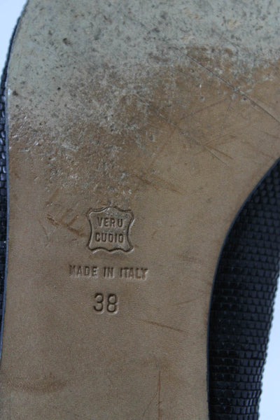 Giorgio Armani Womens Textured Pointed Toe Slip On Flats Black Size 38 8