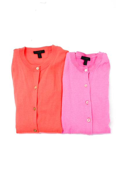 J Crew Womens Button Up Cardigan Sweater Pink Red Small XS Lot 2