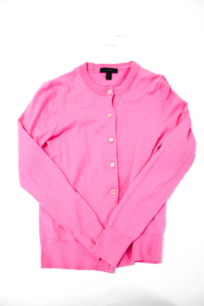 J Crew Womens Button Up Cardigan Sweater Pink Red Small XS Lot 2