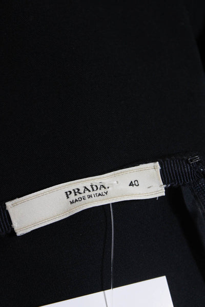 Prada Women's Zip Closure Slit Hem Unlined A-Line Mini Skirt Black Size 40