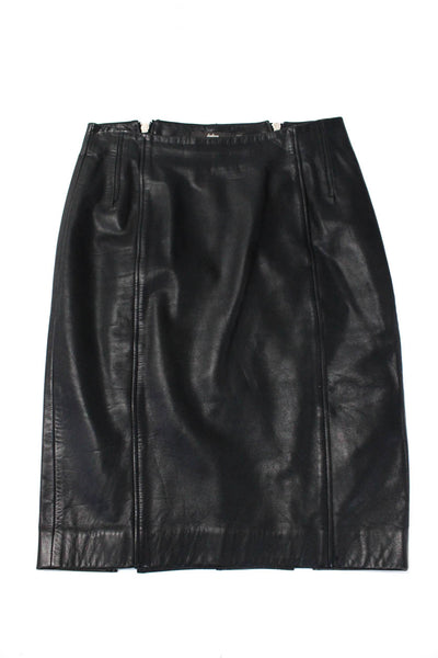 Kulson Womens Expose Zip Closure Unlined Leather A-Line Mini Skirt Black Size 36