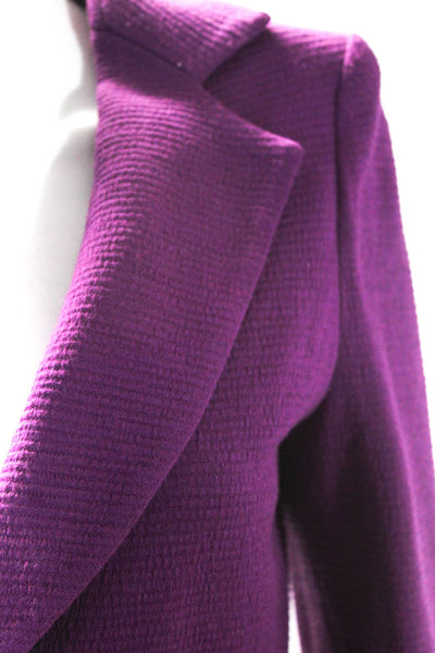 Armani Collezioni Womens Wool Notched Collared Blazer Jacket Purple Size 8