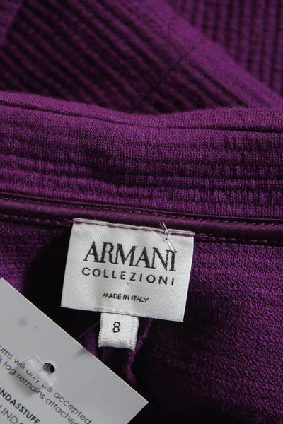 Armani Collezioni Womens Wool Notched Collared Blazer Jacket Purple Size 8
