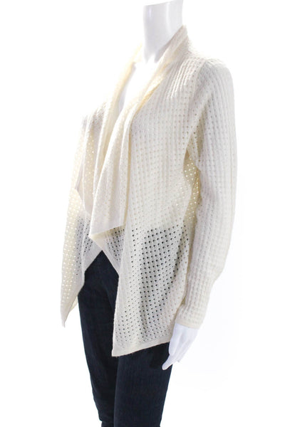 Neiman Marcus Womens Open Cashmere Knit Draped Open Front Cardigan Ivory Size S