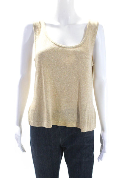 St. John By Marie Gray Womens Santana Knit Metallic Tank Top Gold Size 8