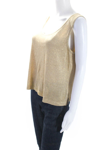 St. John By Marie Gray Womens Santana Knit Metallic Tank Top Gold Size 8