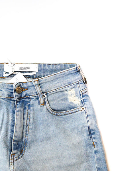IRO Womens Cotton Light Wash Buttoned Distress Skinny Jeans Blue Size EUR27