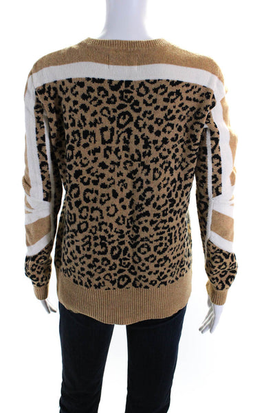 Current/Elliott Womens Spotted Print Pullover Sweater Brown Black White Size 0