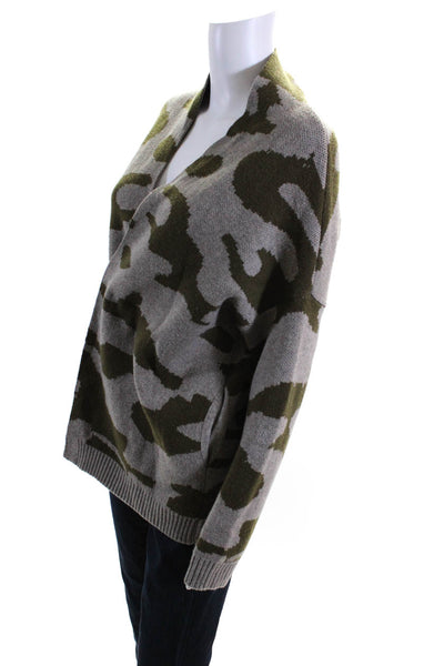 Current/Elliott Womens Camouflage Open Front Cardigan Sweater Gray Green Size 0