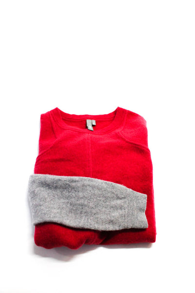 Duffy Si-Iae Womens Waffle Knit Batwing Sweaters Gray Red Size XS/S XS Lot 2