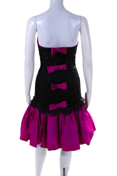 Bern Haw Womens Strapless Sweetheart Sequin Cocktail Dress Pink Black Size 8