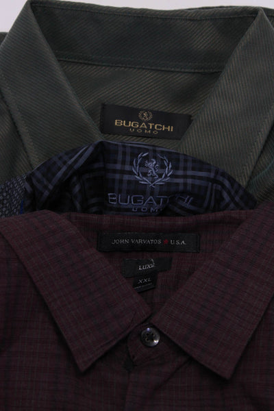 Bugatchi John Varvator Star USA Mens Green Textured Dress Shirt Size XL XXL Lot3
