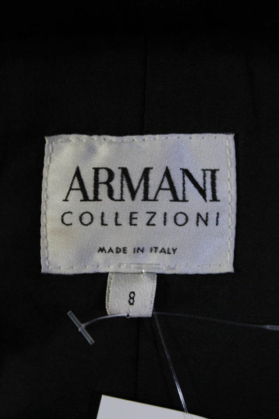 Armani Collezioni Womens Black Double Breasted Fuzzy Long Sleeve Jacket Size 8