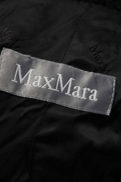 Max Mara Womens Brown Alpaca Fuzzy Double Breasted Coat Jacket Size 12