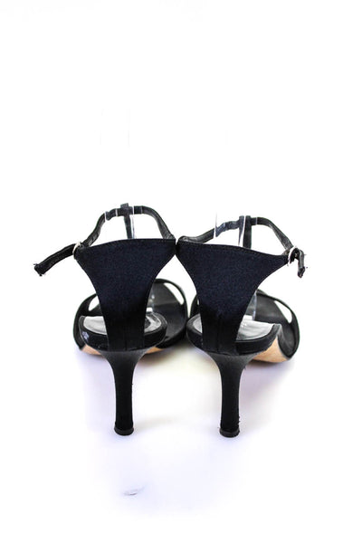 Vera Wang Womens Black Leather Strappy High Heels Sandals Shoes Size 6