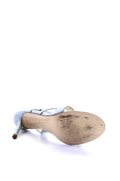 BCBGMAXAZRIA Womens Blue Suede Slingbacks High Heels Sandals Shoes Size 7.5B