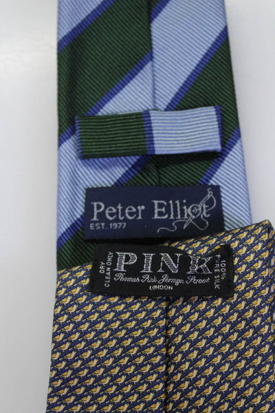 Peter Elliot Alynn Thomas Pink Mens Striped Graphic Ties Blue Size OS Lot 5