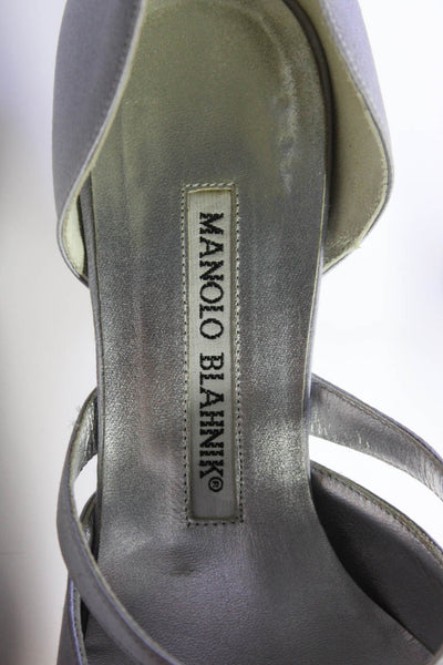 Manolo Blahnik Womens D'orsay Mary Jane Satin Pumps Light Blue Gray Size 36 6