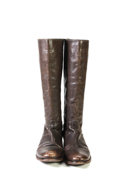 Frye Womens Leather Stacked Heel Zip Up Knee High Boots Brown Size 7B