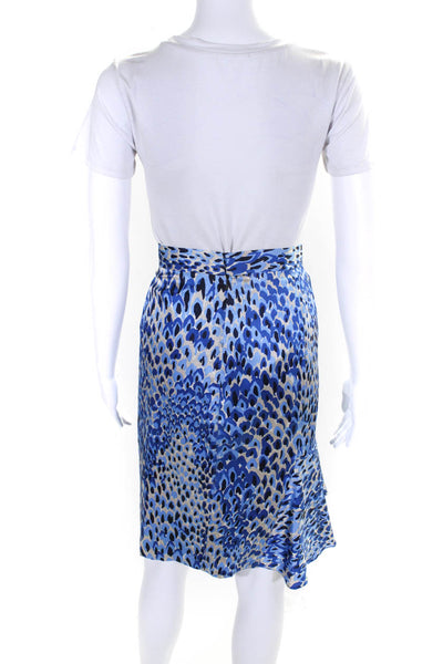 Tibi Womens 100% Silk Spotted Ruffled A Line Knee Length Skirt Blue Size 10