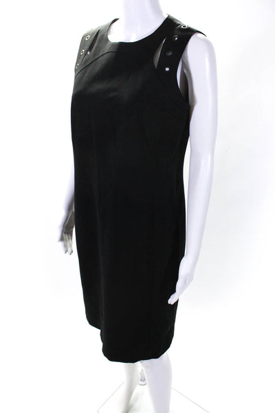 Akris Punto Womens Round Neck Cutout Stud Sleeveless Shift Dress Black Size 10