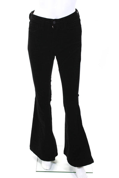L'Agence Womens Cotton Velvet Mid-Rise Boot Cut Solana Jeans Black Size 24