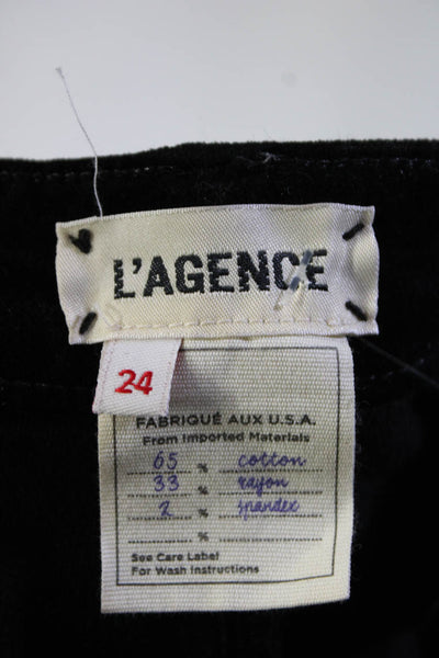 L'Agence Womens Cotton Velvet Mid-Rise Boot Cut Solana Jeans Black Size 24