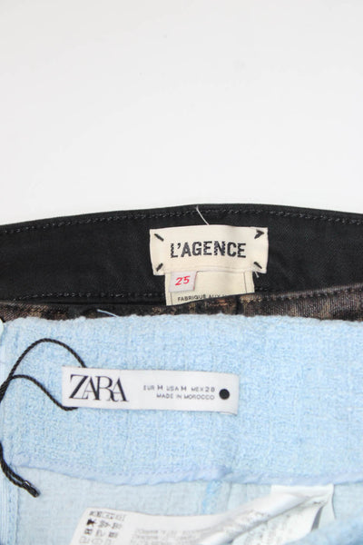 Zara L'Agence Womens Tweed A-Line Skirt Skinny Jeans Blue Brown Size M 25 Lot 2