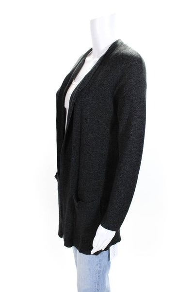 Eileen Fisher Womens Open Front Knit Pocket Cardigan Sweater Gray Size Small