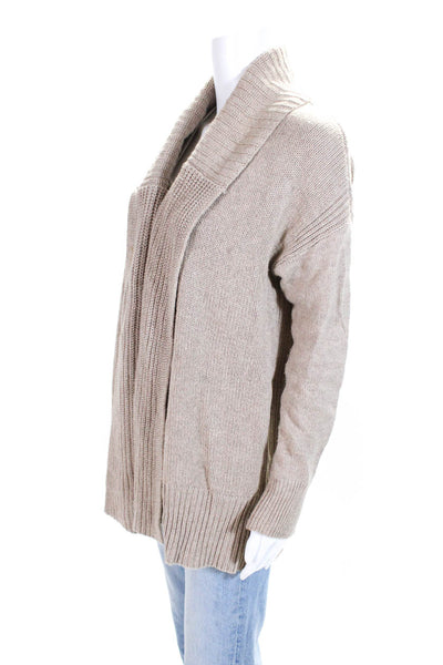 White + Warren Womens Open Front Cardigan Sweater Brown Cotton Size Medium