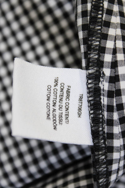 Derek Lam 10 Crosby Womens Cold Shoulder Gingham Shirt Black White Cotton Size 6