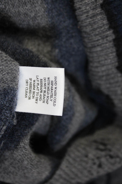 T.S. Society Womens Round Neck Zebra Printed Sweater Gray Blue Wool Size Medium