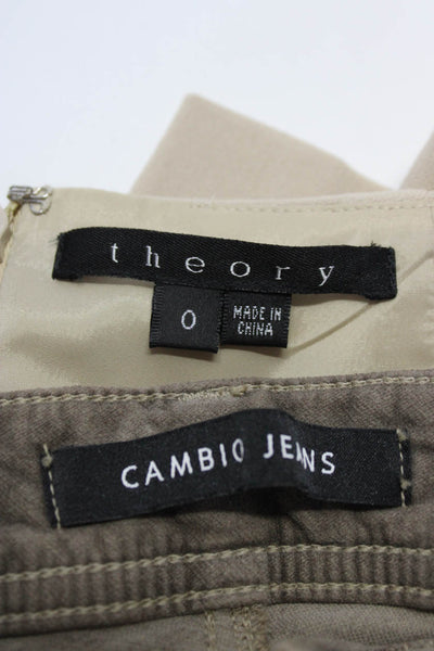 Theory Cambio Jeans Womens Pencil Skirt Jeans Pants Beige Size 0 S Lot 2