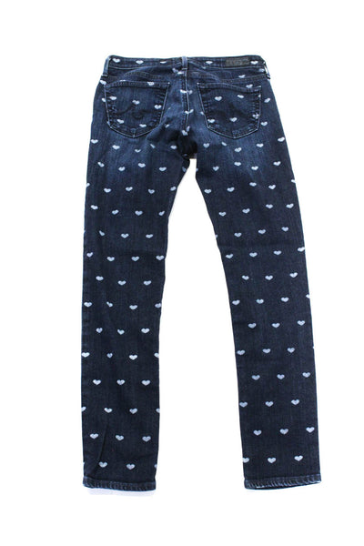 Adriano Goldschmied Womens Heart Print The Stevie Jeans Blue Cotton Size 25