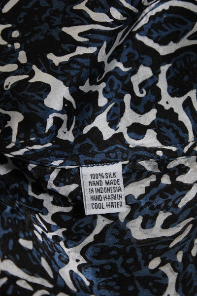 Natalie Martin Womens Silk Floral Print Wrap Sleeveless Maxi Dress Blue Size M