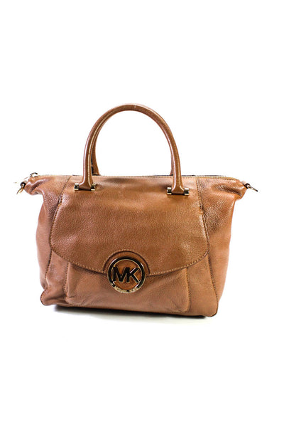 Michael Kors Womens Leather Zip Up Top Handle Handbag Purse Brown