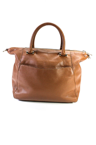 Michael Kors Womens Leather Zip Up Top Handle Handbag Purse Brown