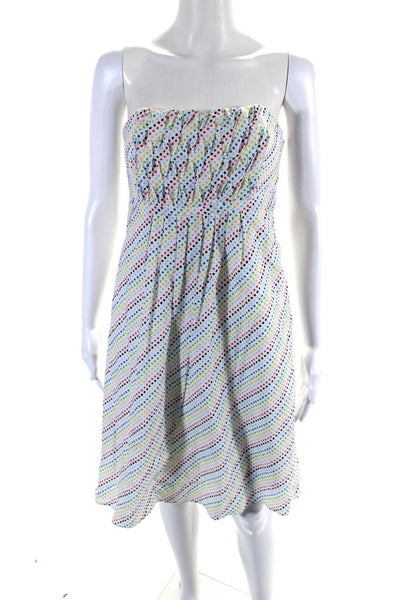 Lilly Pulitzer Womens White Multicolor Polka Dot Strapless Shift Dress Size 4