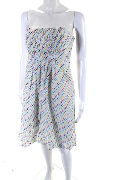 Lilly Pulitzer Womens White Multicolor Polka Dot Strapless Shift Dress Size 4