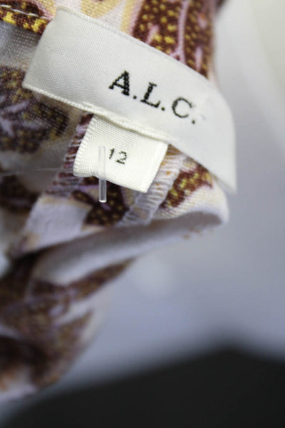 ALC Womens Linen Graphic High Waist Drawstring Paperbag Shorts Pink Size 12