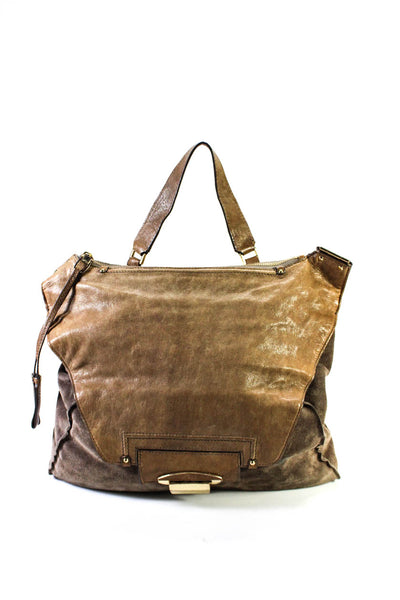 Kooba Womens Suede Leather Zippered Flap Closure Shoulder Bag Handbag Brown