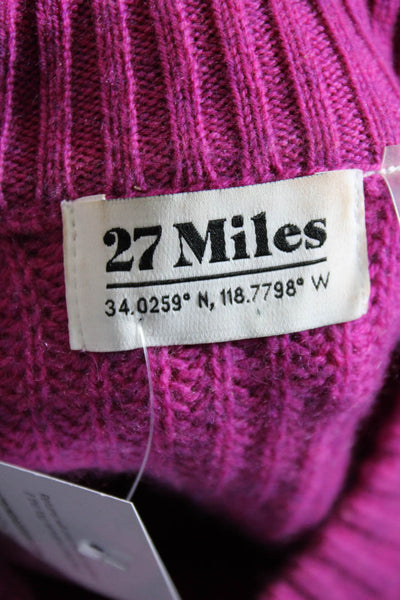 27 Miles Womens Pullover Crew Neck Boxy Sweatshirt Fushsia Wool Size Medium