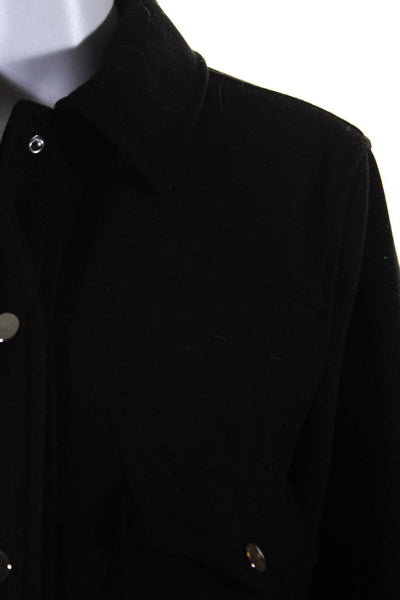 Zara Womens Button Up Pocket Front Collared Cropped Jacket Black Size Medium