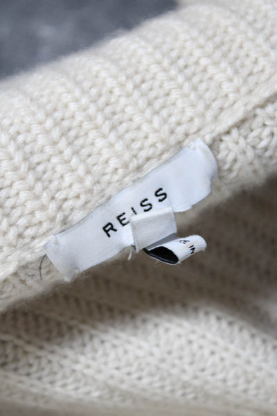 Reiss Womens Long Sleeve Front Zip Mock Neck Sweater White Size Medium