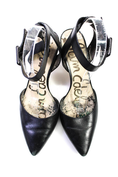 Sam Edelman Womens Stiletto Ankle Strap Pointed Pumps White Leather Size 9.5