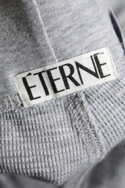 Eterne Womens High Rise Drawstring Waffle Knit Pants Gray Cotton Size XS